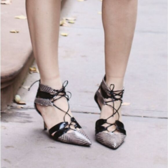 ZARA WOMEN'S KITTEN HEEL LACE-UP MID (2-2.9 in) HEEL HEIGHT WOMEN'S SANDALS - Picture 16 of 16